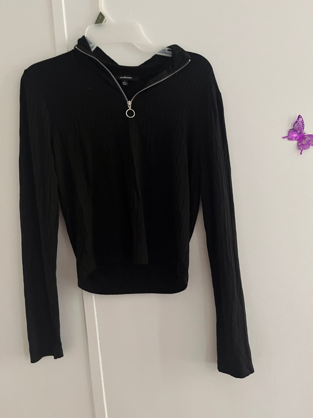 Women's Black Zip-Front Hooded Pullover